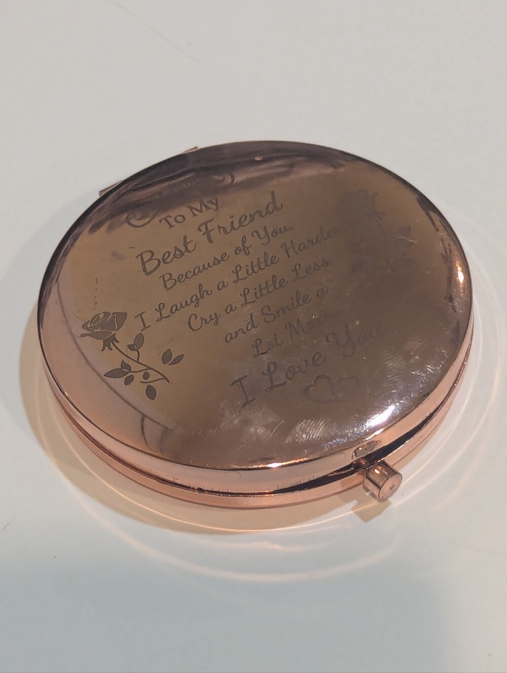 Engraved Rose Gold Compact Mirror